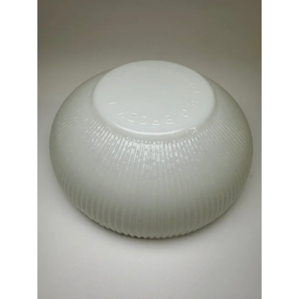 E.O. Brody‎ Co White Milk Glass Ribbed Bowl Vintage Cleveland Ohio USA 7.5